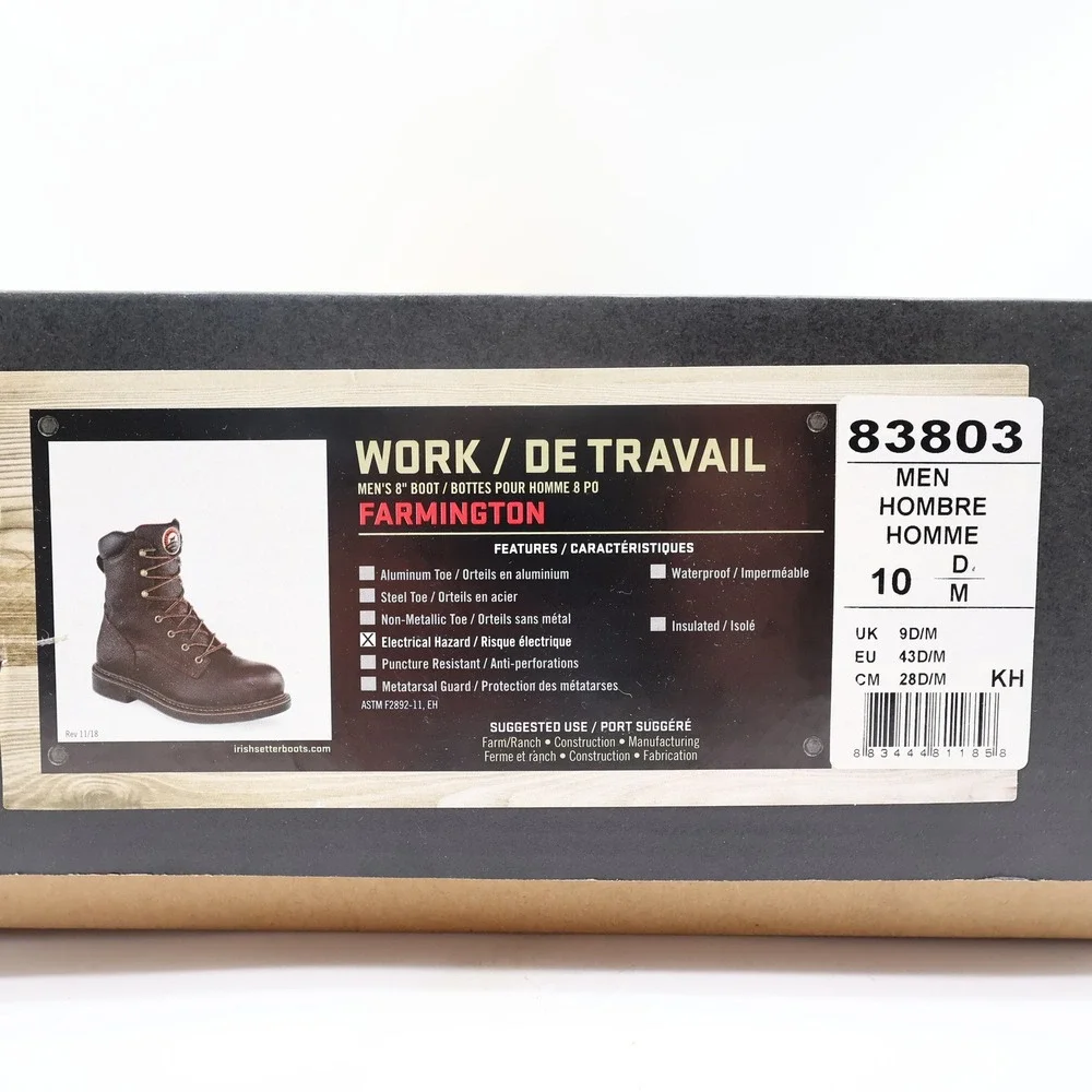 Irish Setter Boots Mens 10 D Farmington Leather Work 83803 Soft Toe NIB